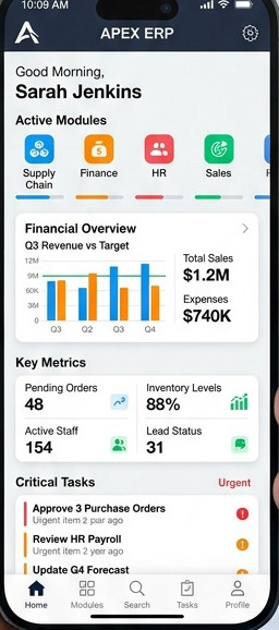 ERP Mobile Dashboard